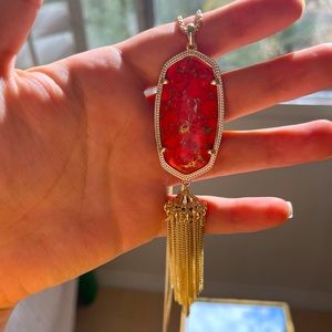 Kendra Scott Bronze Veined Red Long Necklace